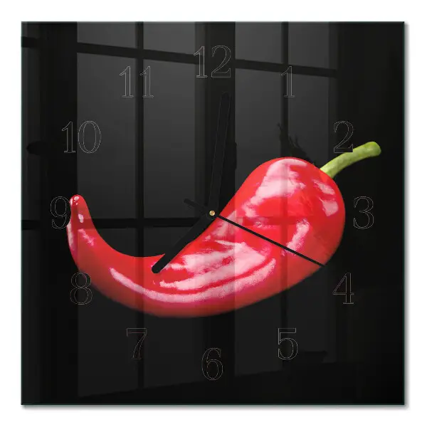 Vierkante glas klok Chilipepers