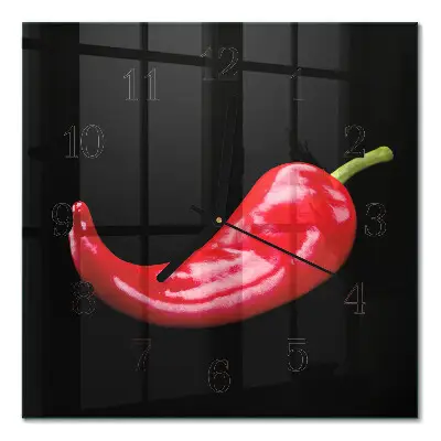 Vierkante glas klok Chilipepers
