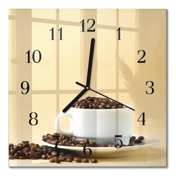 Moderne wandklok glas vierkant Koffie