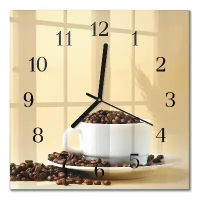 Moderne wandklok glas vierkant Koffie