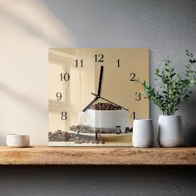 Moderne wandklok glas vierkant Koffie