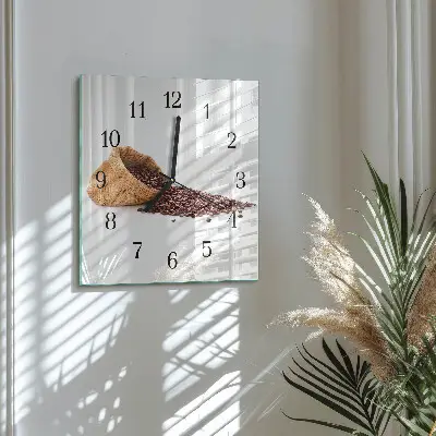 Vierkante glazen klok Koffiebonen