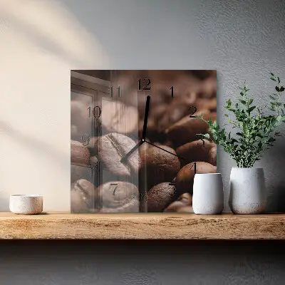 Vierkante glas klok Koffiebonen