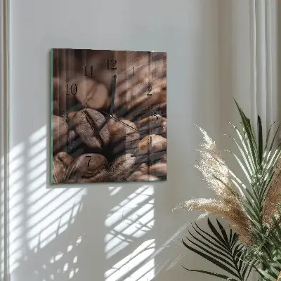 Vierkante glas klok Koffiebonen