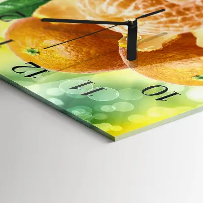 Vierkante glazen wandklok Sinaasappels