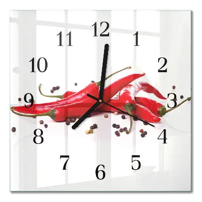 Moderne wandklok glas vierkant Chilipepers