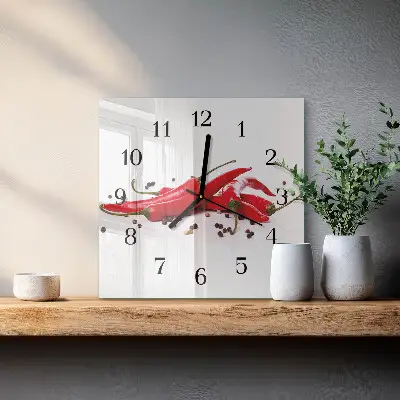 Moderne wandklok glas vierkant Chilipepers