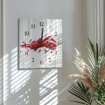 Moderne wandklok glas vierkant Chilipepers