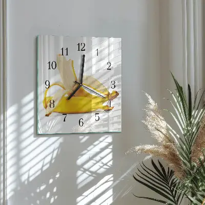 Decoratieve glazen klok vierkant Bananen