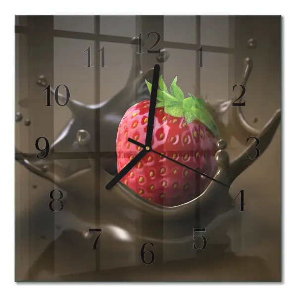 Vierkante glazen wandklok Chocolade