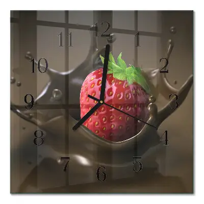 Vierkante glazen wandklok Chocolade