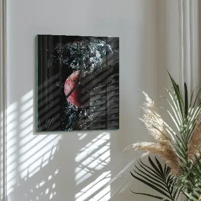 Vierkante glazen klok Appel