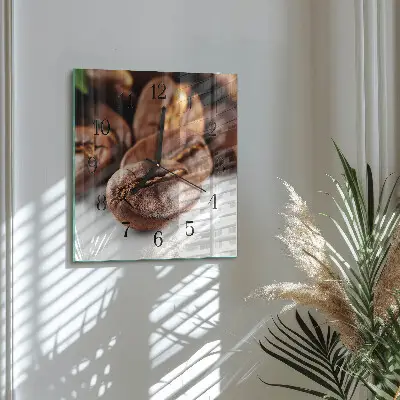 Vierkante glas klok Koffiebonen