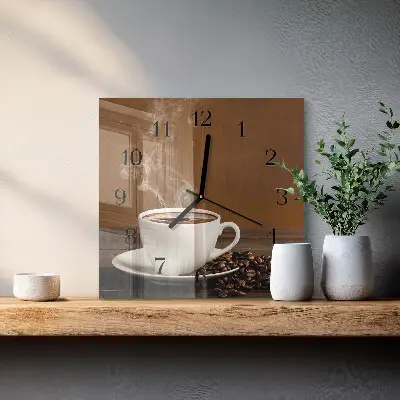Decoratieve glazen klok vierkant Koffie