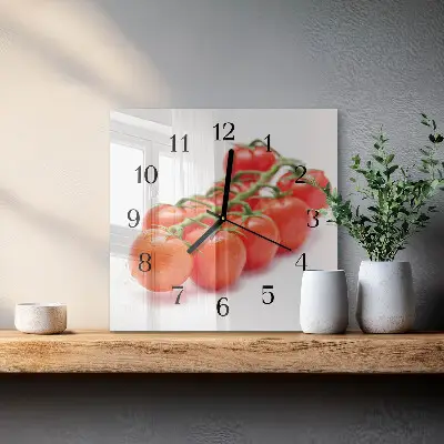 Moderne wandklok glas vierkant Tomaten