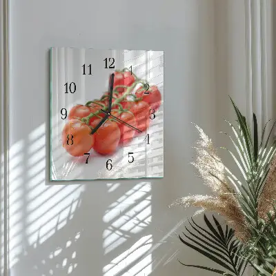 Moderne wandklok glas vierkant Tomaten