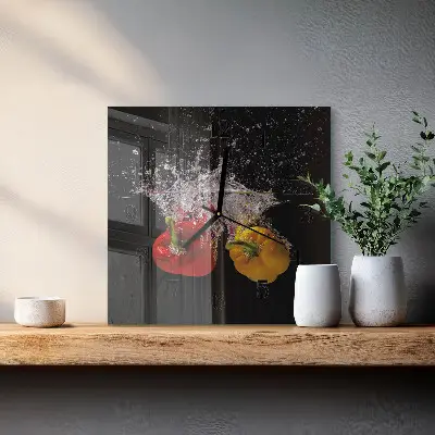 Decoratieve glazen klok vierkant Peper