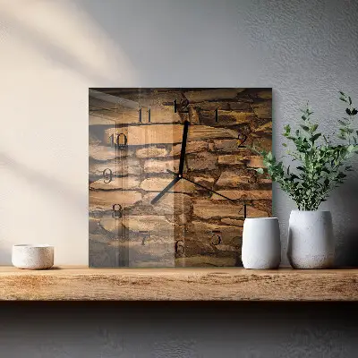 Vierkante glazen wandklok Stenen