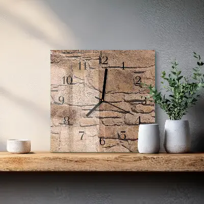 Moderne wandklok glas vierkant Stenen