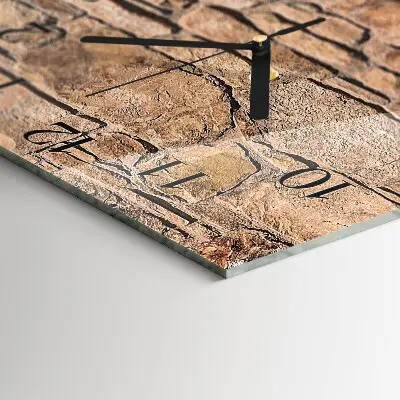 Moderne wandklok glas vierkant Stenen
