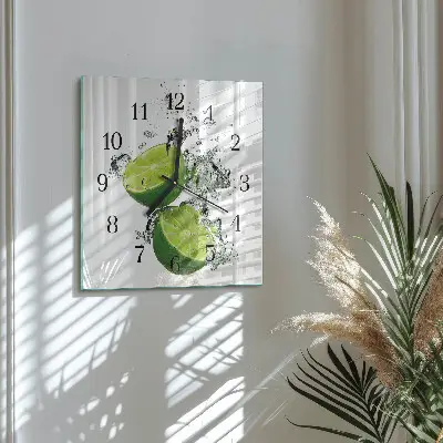 Moderne wandklok glas vierkant Calciumcarbonaat