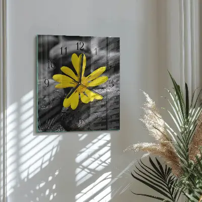 Vierkante glazen klok Bloem