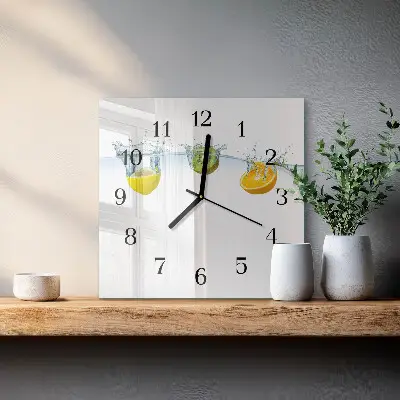 Vierkante glazen klok Kiwi