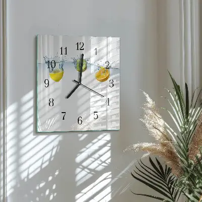 Vierkante glazen klok Kiwi