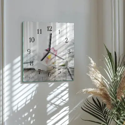 Vierkante glas klok Orchidee