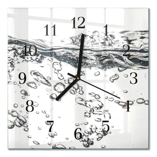 Vierkante glazen wandklok Water