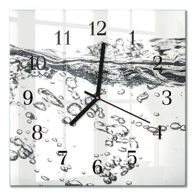 Vierkante glazen wandklok Water