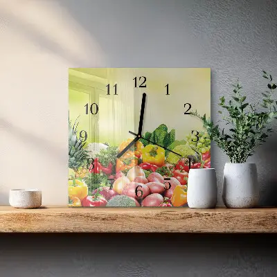 Vierkante glazen klok Groenten