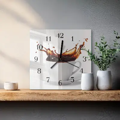 Decoratieve glazen klok vierkant Koffie