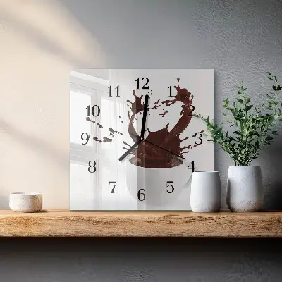 Vierkante glazen klok Koffie