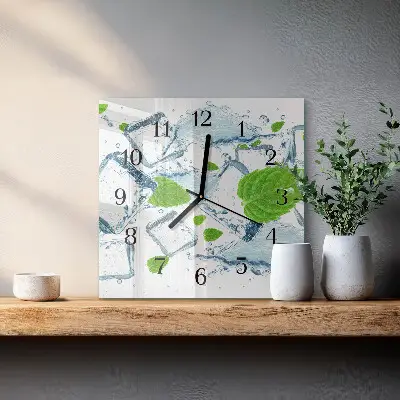 Vierkante glazen wandklok Ijsmunt