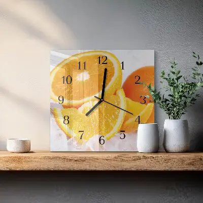 Vierkante glas klok Sinaasappels