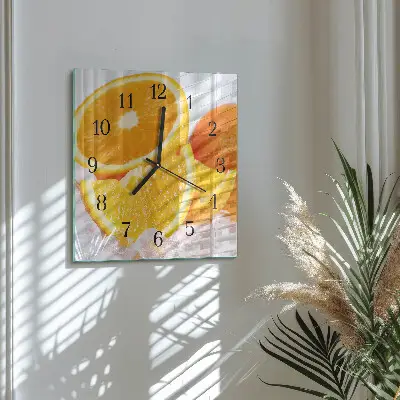Vierkante glas klok Sinaasappels