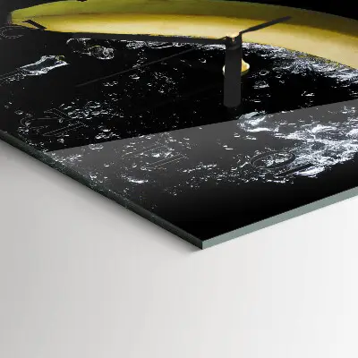 Vierkante glazen wandklok Banaan