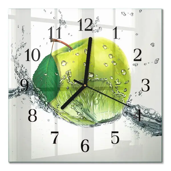 Moderne wandklok glas vierkant Appel