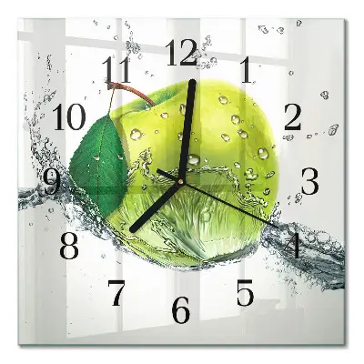 Moderne wandklok glas vierkant Appel