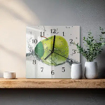 Moderne wandklok glas vierkant Appel