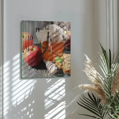 Moderne wandklok glas vierkant Honingappel