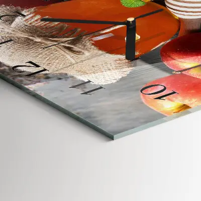 Moderne wandklok glas vierkant Honingappel