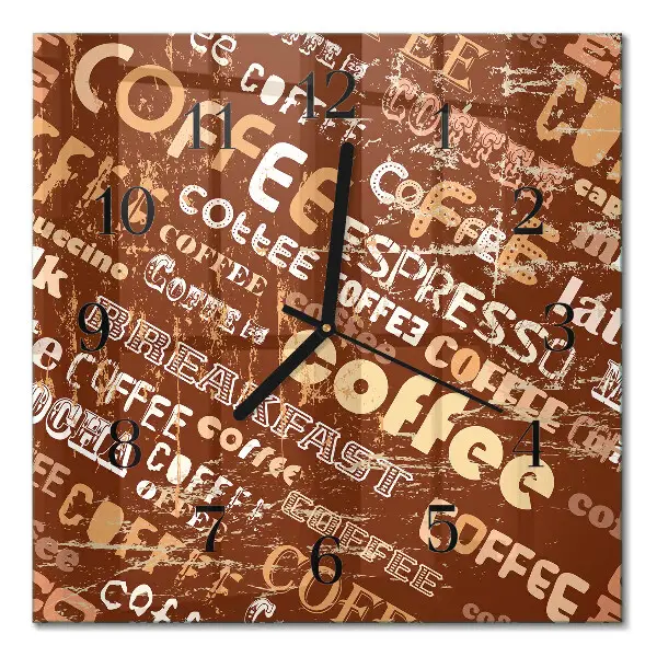 Vierkante glazen klok Koffie