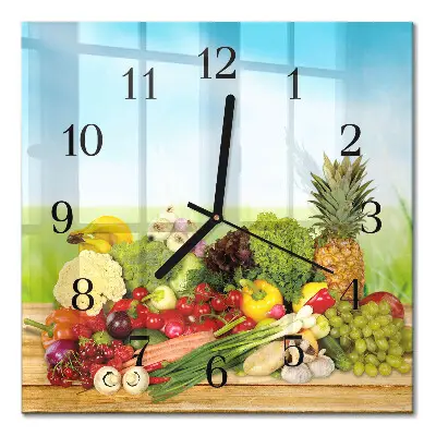 Vierkante glas klok Groenten en fruit