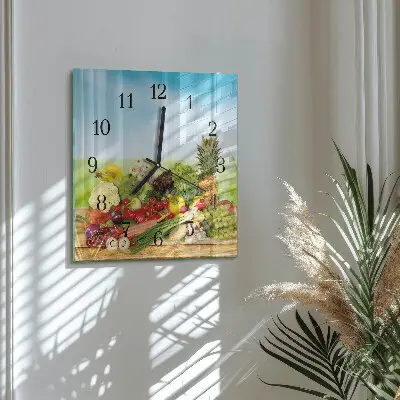 Vierkante glas klok Groenten en fruit