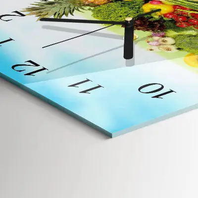 Vierkante glas klok Groenten en fruit