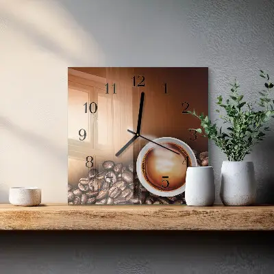 Vierkante glazen klok Koffie