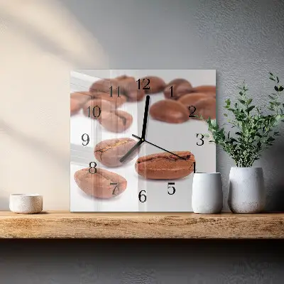 Vierkante glas klok Koffiebonen