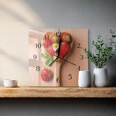 Vierkante glazen klok Aardbei